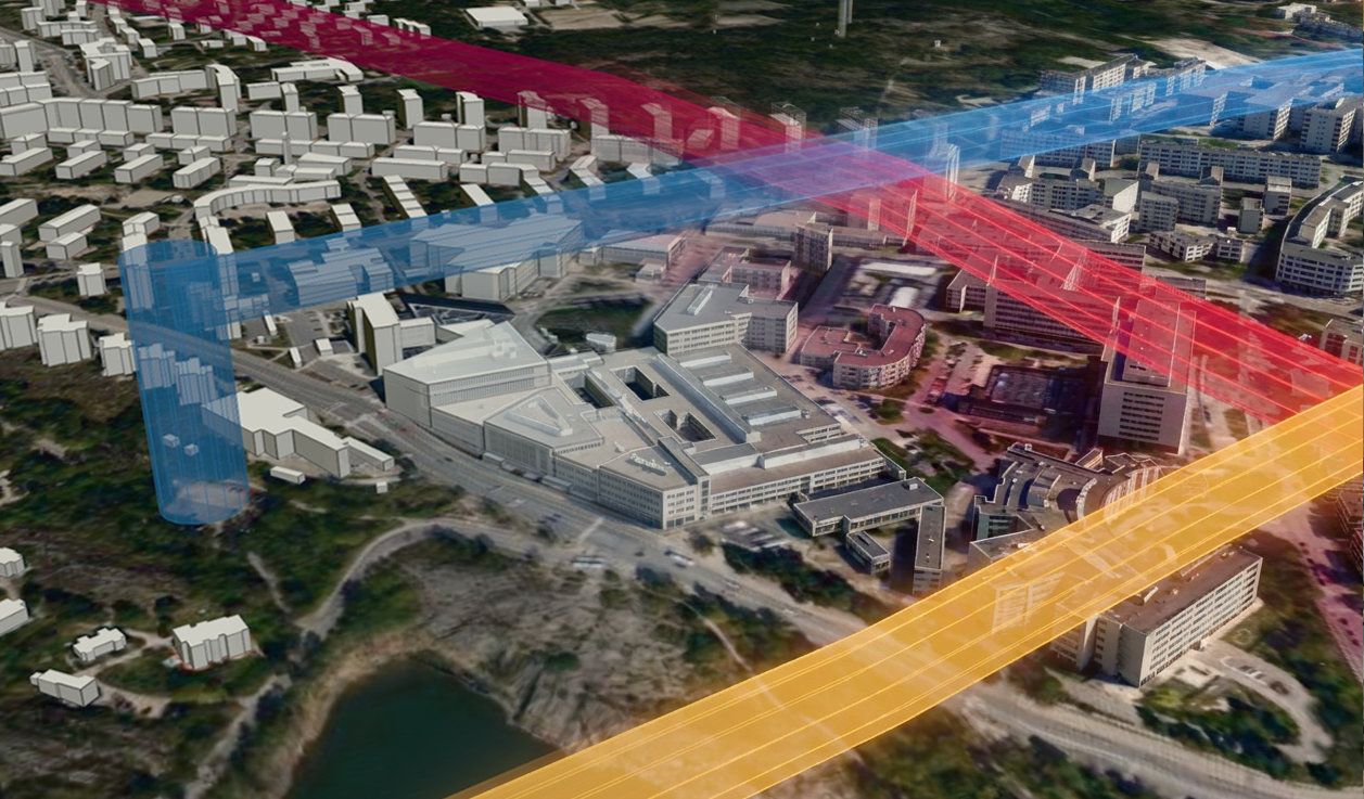 A vertiport in its urban context